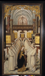 Appearance of the Virgin and Child to a group of Dominicans in a church, early 16th century, Northern Netherlands. Painting on panel, Utrecht, Museum Catharijneconvent, abm s71 